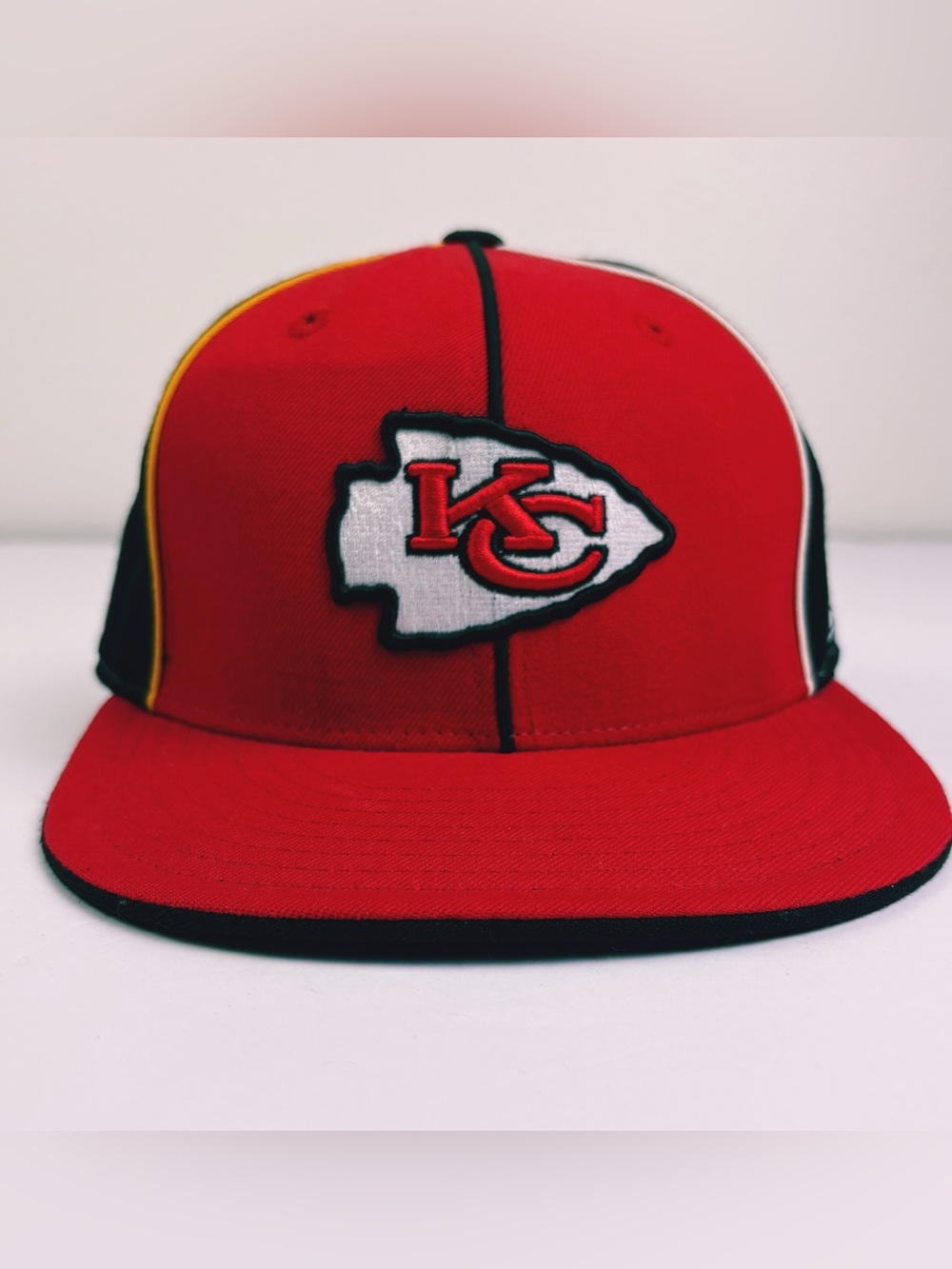 Kansas City Chiefs Reebok NFL Fitted Hat 7 1/2 Red Black 100% Wool